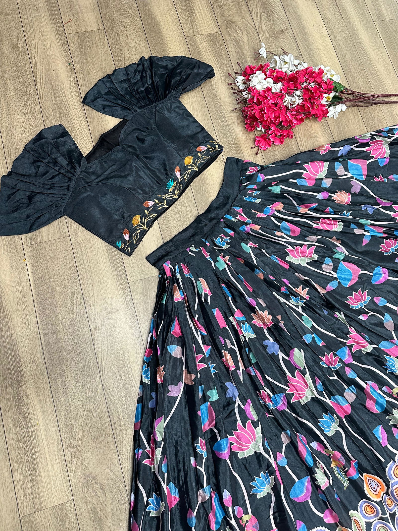 PC 322 Chinon Printed Crop Top Lehenga With Blouse Wholesale Shop In Surat